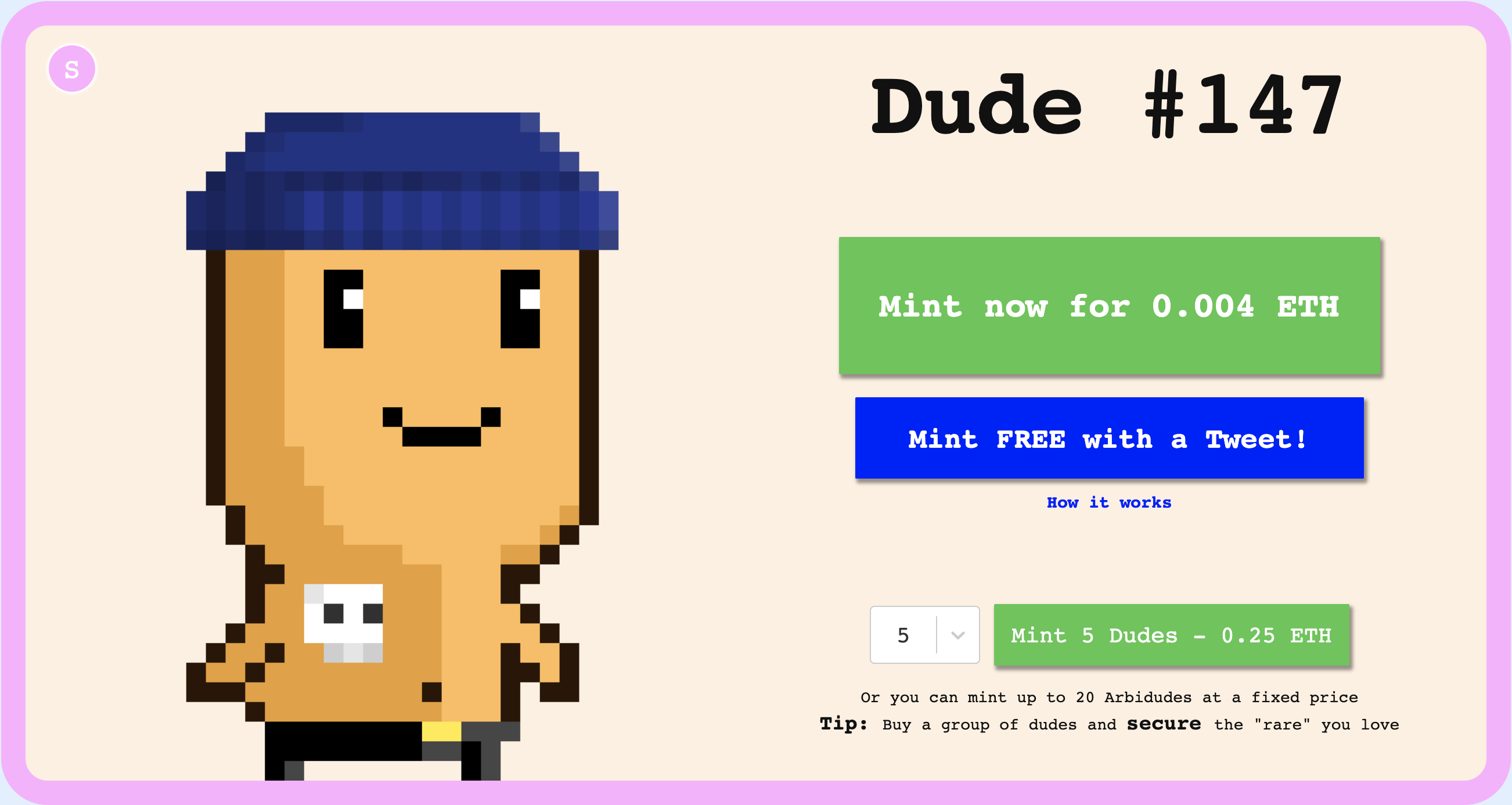 You can mint an ArbiDude with a tweet